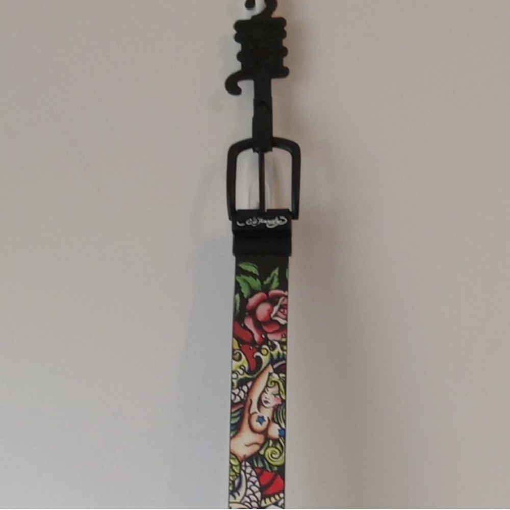 🔥 Men’s Y2K Era Ed Hardy Tattoo Art Men's Leather Belt, reversible size 36. NWT.